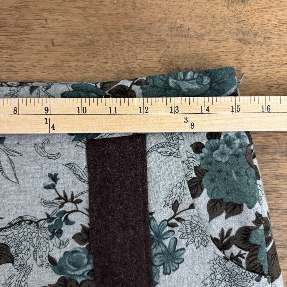 Anthropologie Tabitha Womens Medium Teal Floral Gray Wool Blend Mini Skirt - Picture 8 of 15